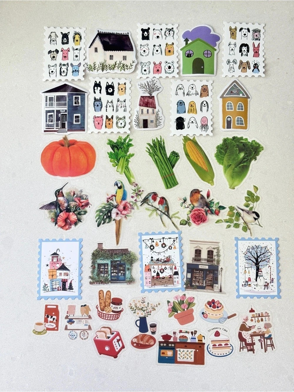 35 Decorative Stickers, Scrapbook Stickers, Junk Journal Stickers, Cute Nature,